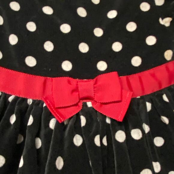 Gymboree Polka Dot Dress Velvet Puff Sleeves Bow Waist Size 12-18 Mos - Picture 3 of 8